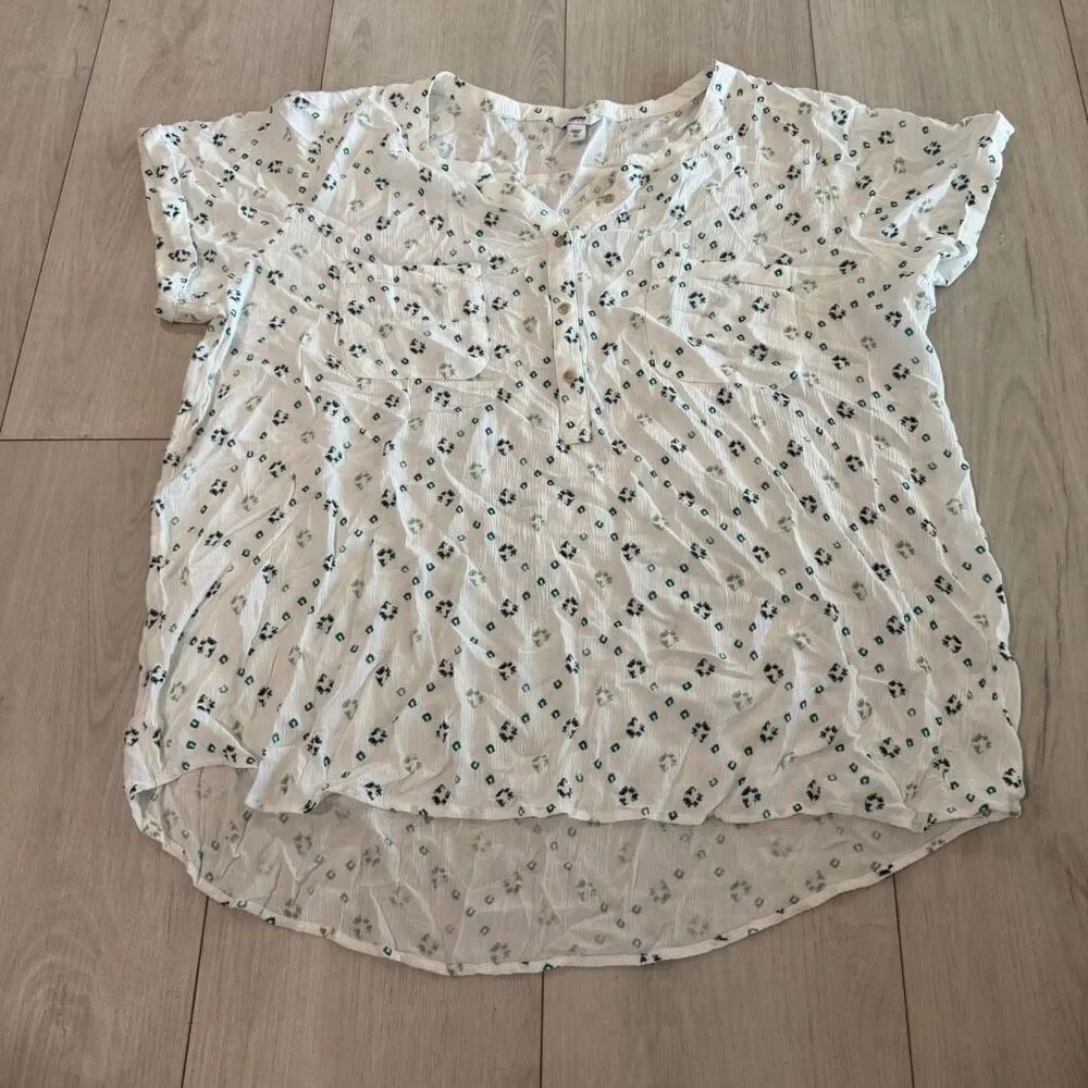 Sonoma Pretty Summer blouse, white and Blue, in size XL